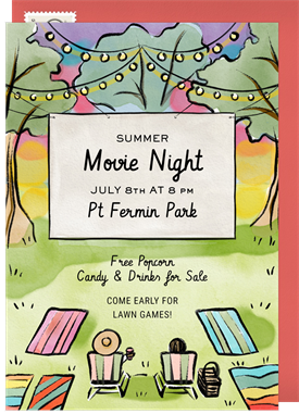 'Outdoor Movie' Summer Party Invitation