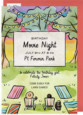 'Outdoor Movie' Kids Birthday Invitation