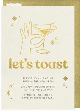 'Martini Toast' New Year's Party Invitation