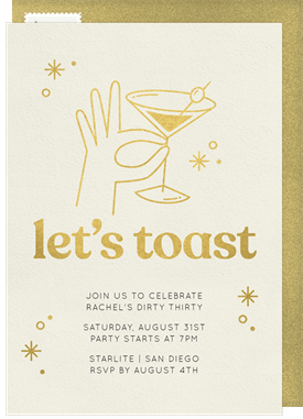 'Martini Toast' Adult Birthday Invitation