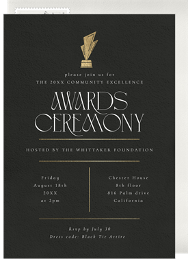 'Gold Trophy Icon' Awards Ceremony Invitation