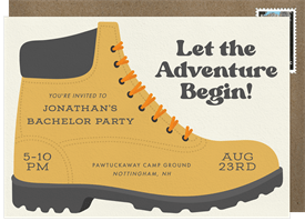 'Lace Up Your Boots' Bachelor Party Invitation