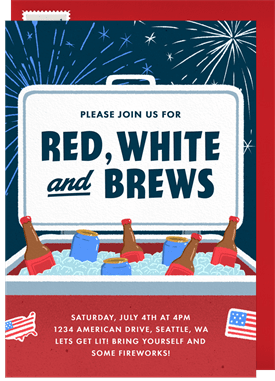 'Red White and Brews' Fourth of July Invitation