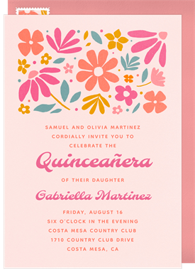 'Funky Florals' Quinceañera Invitation