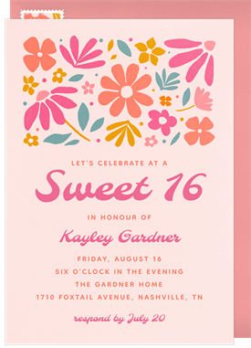 'Funky Florals' Sweet 16 Invitation