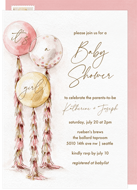 'Boho Balloons' Baby Shower Invitation