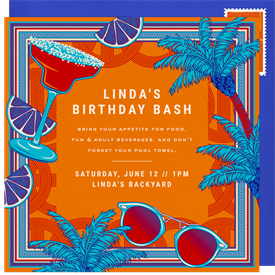 'Tropical Trendsetter' Adult Birthday Invitation