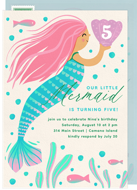 'Sweet Mermaid' Kids Birthday Invitation