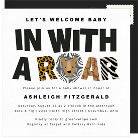 'In With A Roar' Baby Shower Invitation