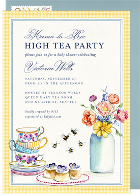 'Classic Afternoon Tea' Baby Shower Invitation