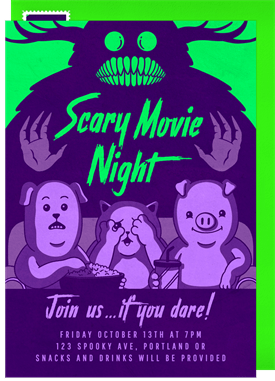 'Scary Movie Night' Halloween Invitation