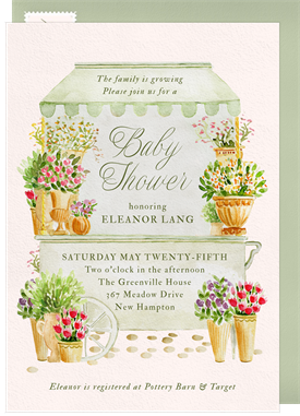 'Blooming Flower Stand' Baby Shower Card