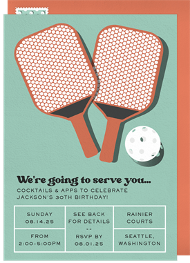 'Pickleball Court' Adult Birthday Invitation