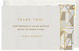 'Gilded Geo' Bat Mitzvah Thank You Note
