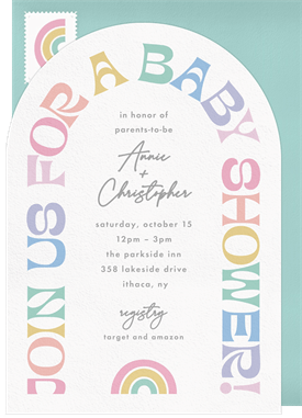 'Groovy Rainbow Arch' Baby Shower Invitation