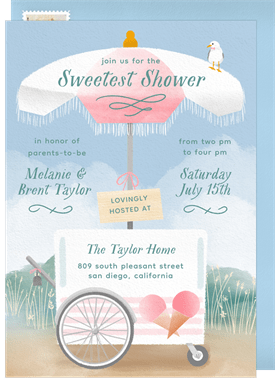 'Ice Cream Cart' Baby Shower Invitation