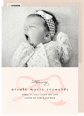 'Charming Bow' Birth Announcement