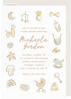 'Adorable Baby Icons' Baby Shower Invitation