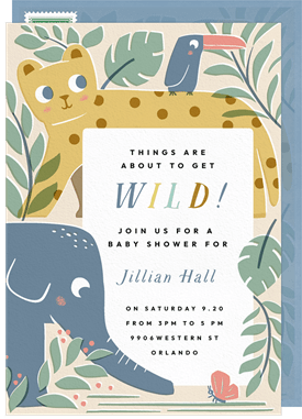 'Wild Safari Friends' Baby Shower Invitation