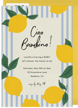 'Striped Lemon Delight' Baby Shower Invitation