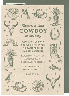 'Cowboy on the Way' Baby Shower Invitation