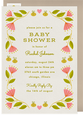 'Bee Garden' Baby Shower Invitation