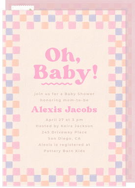 'Trendy Checkered Border' Baby Shower Invitation