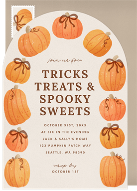 'Pumpkins and Bows' Halloween Invitation