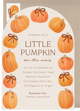 'Pumpkins and Bows' Baby Shower Invitation