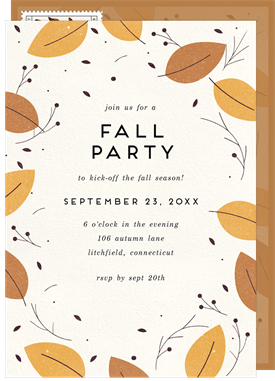'Textured Falling Leaves' Fall Party Invitation