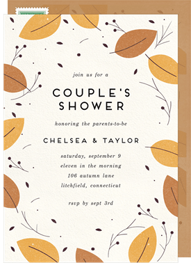 'Textured Falling Leaves' Baby Shower Invitation