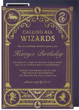 'Elegant Wizard' Adult Birthday Invitation