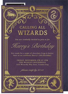 'Elegant Wizard' Kids Birthday Invitation