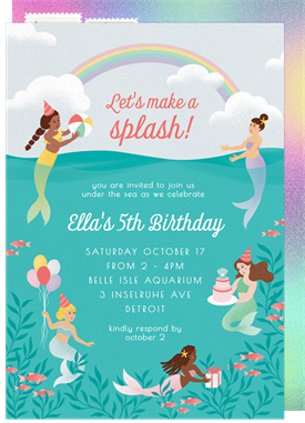 'Little Mermaids' Kids Birthday Invitation