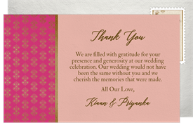 'Royal Peacock' Wedding Thank You Note