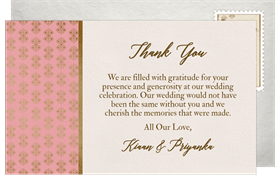 'Royal Peacock' Wedding Thank You Note