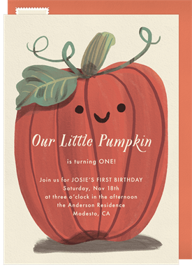 'Happy Pumpkin' Kids Birthday Invitation