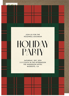 'Three Toned Tartan' Business Holiday Party Invitation