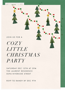 'Christmas Tree Garland' Christmas Party Invitation