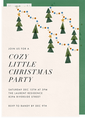 'Christmas Tree Garland' Christmas Party Invitation