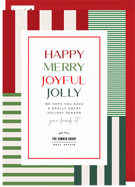 'Holiday Stripes' Business Holiday Greetings Card