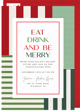 'Holiday Stripes' Holiday Party Invitation