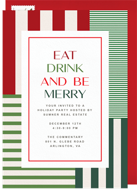 'Holiday Stripes' Business Holiday Party Invitation