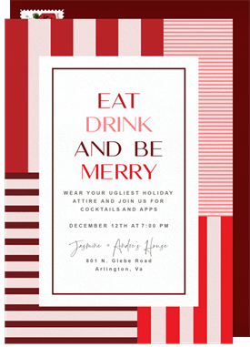 'Holiday Stripes' Holiday Party Invitation