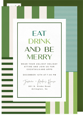 'Holiday Stripes' Holiday Party Invitation