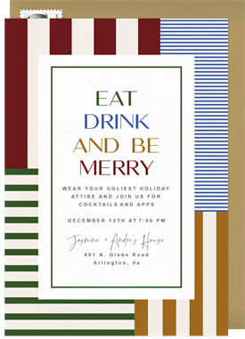 'Holiday Stripes' Holiday Party Invitation