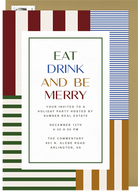 'Holiday Stripes' Business Holiday Party Invitation