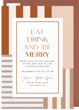 'Holiday Stripes' Holiday Party Invitation