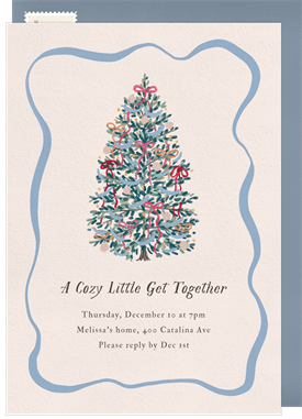 'Beribboned Christmas Tree' Christmas Party Invitation