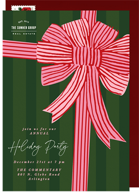 'Vintage Bow' Business Holiday Party Invitation